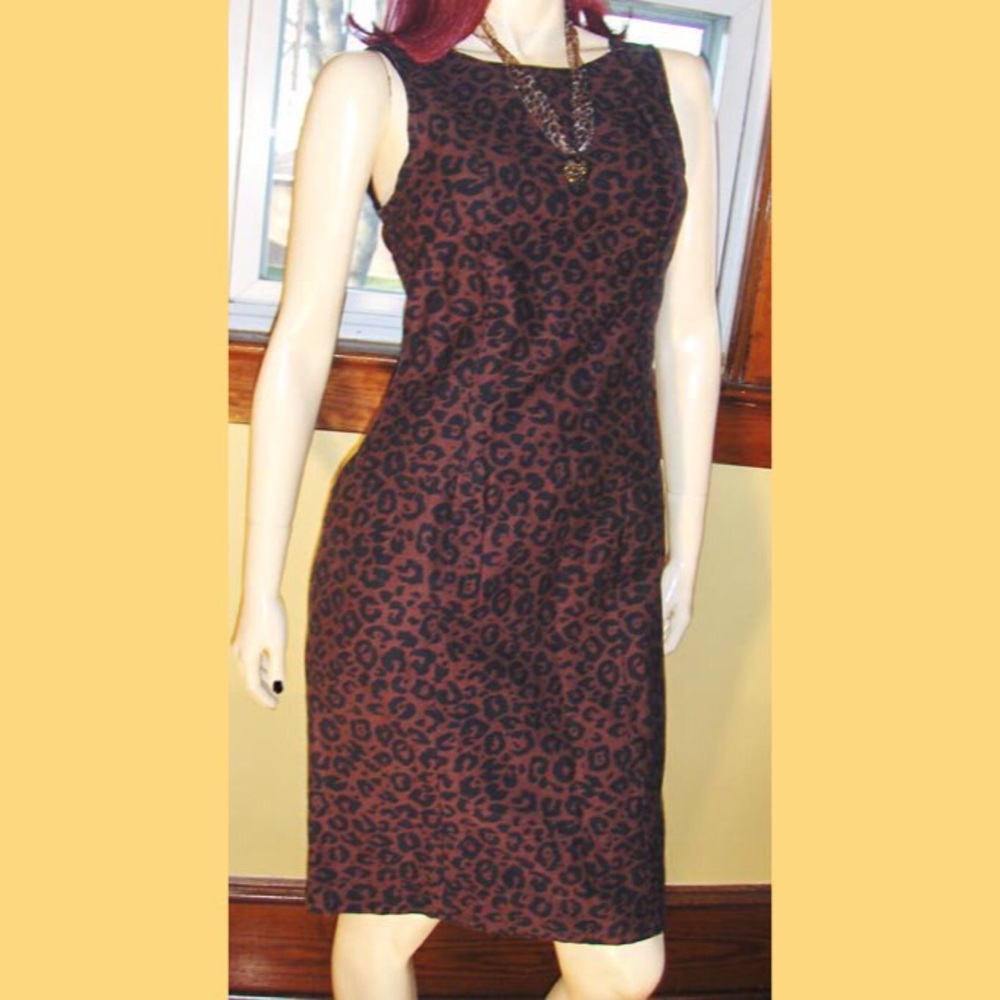 VTG 80s Leopard Animal Print Formfit Denim Minidress wOw!